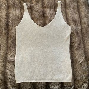 Mango basics cropped sweater tank gold